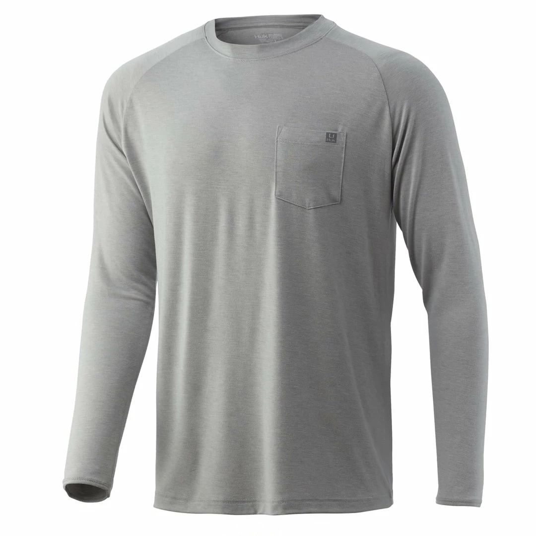 Freshwater Huk Waypoint Long Sleeve Shirt - Grey
