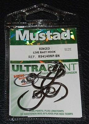 Mustad Ringed Live Bait Hook R94140NP-BN Hooks